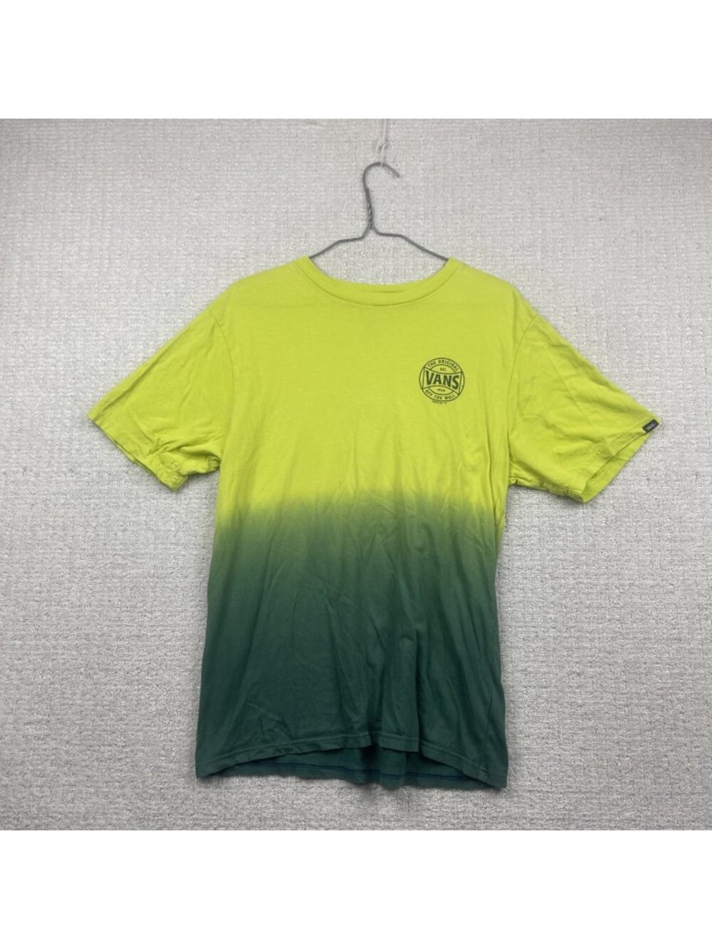 Vans Off The Wall Green Tie Dye T-Shirt Boys Sz XL (~Men Sz S) Graphic Tee Skate